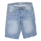 Mens Blue Denim Casual Cotton Blend Regular Shorts M W32 Light Wash