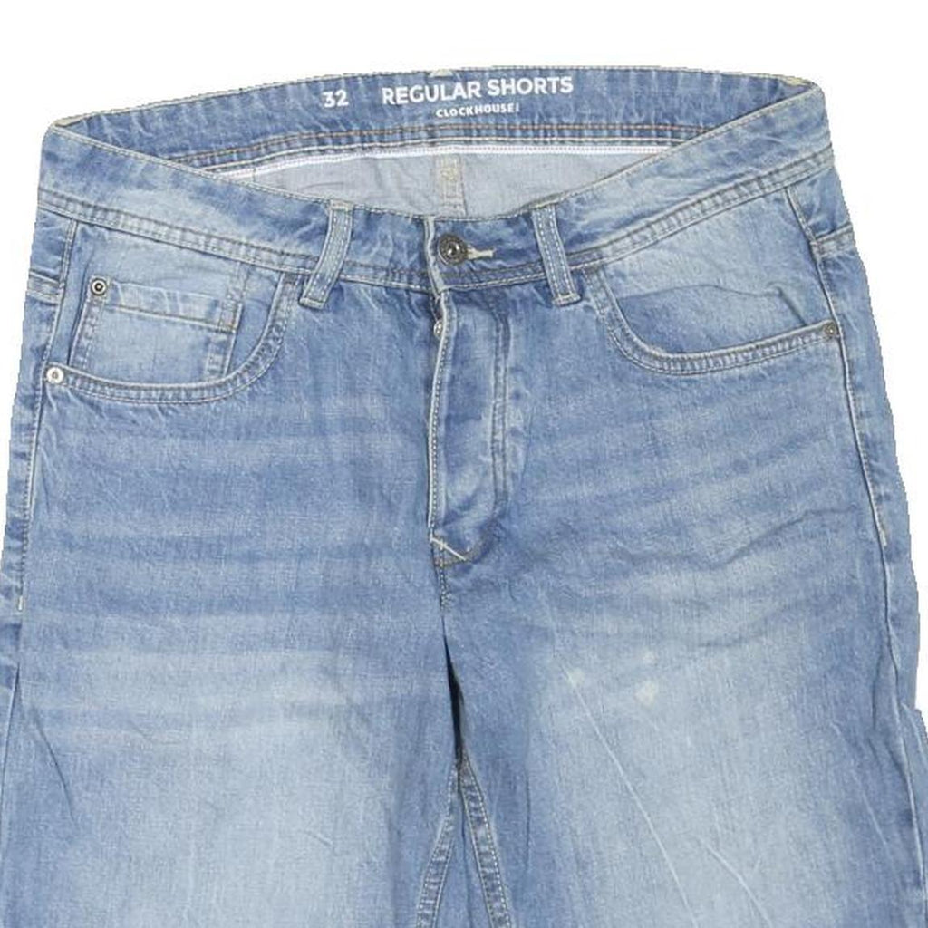 Mens Blue Denim Casual Cotton Blend Regular Shorts M W32 Light Wash