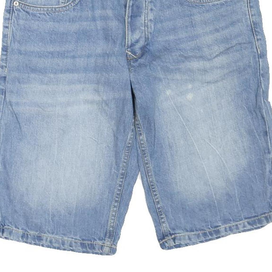 Mens Blue Denim Casual Cotton Blend Regular Shorts M W32 Light Wash
