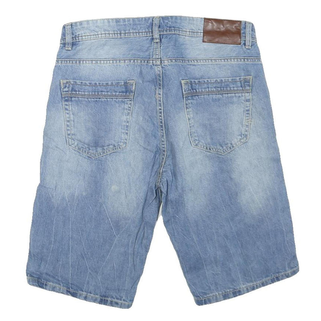 Mens Blue Denim Casual Cotton Blend Regular Shorts M W32 Light Wash