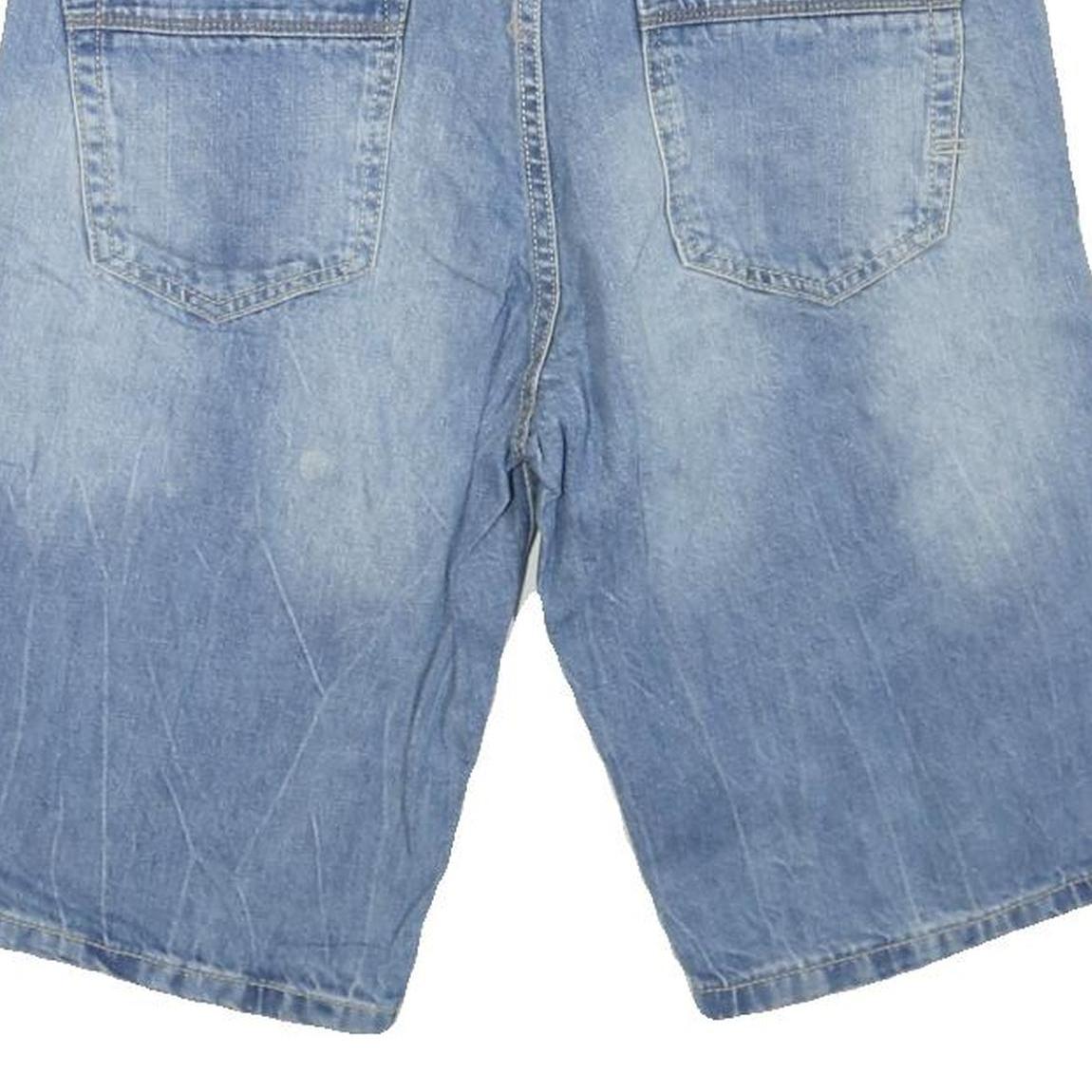 Mens Blue Denim Casual Cotton Blend Regular Shorts M W32 Light Wash