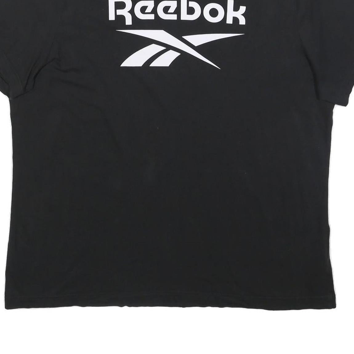 REEBOK Mens Black Classic Logo T-Shirt 2XL Short Sleeve Crew Neck Cotton Blend