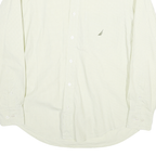 NAUTICA Mens Cream & Green Check Cotton Blend Shirt S Button-Down Collar Long