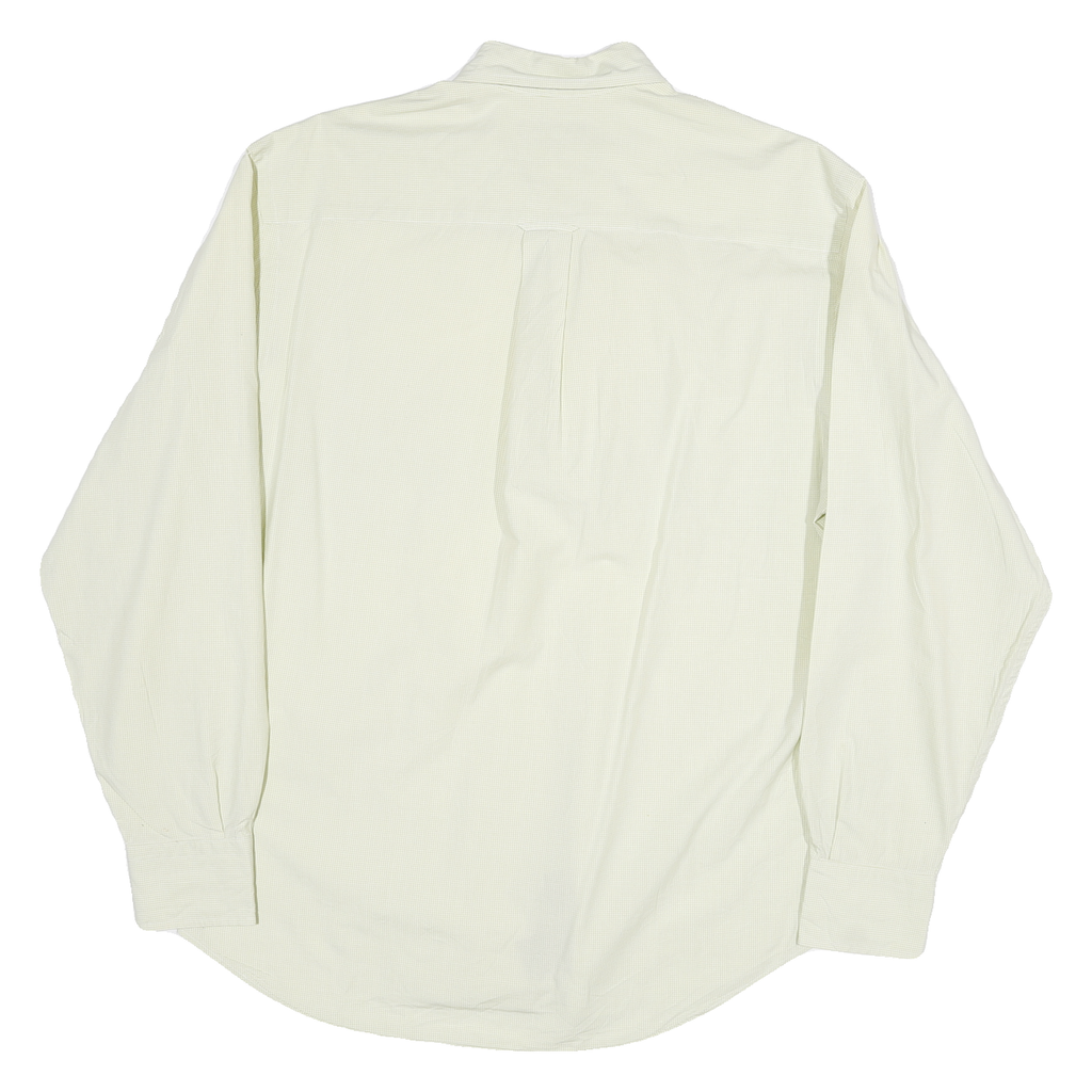 NAUTICA Mens Cream & Green Check Cotton Blend Shirt S Button-Down Collar Long