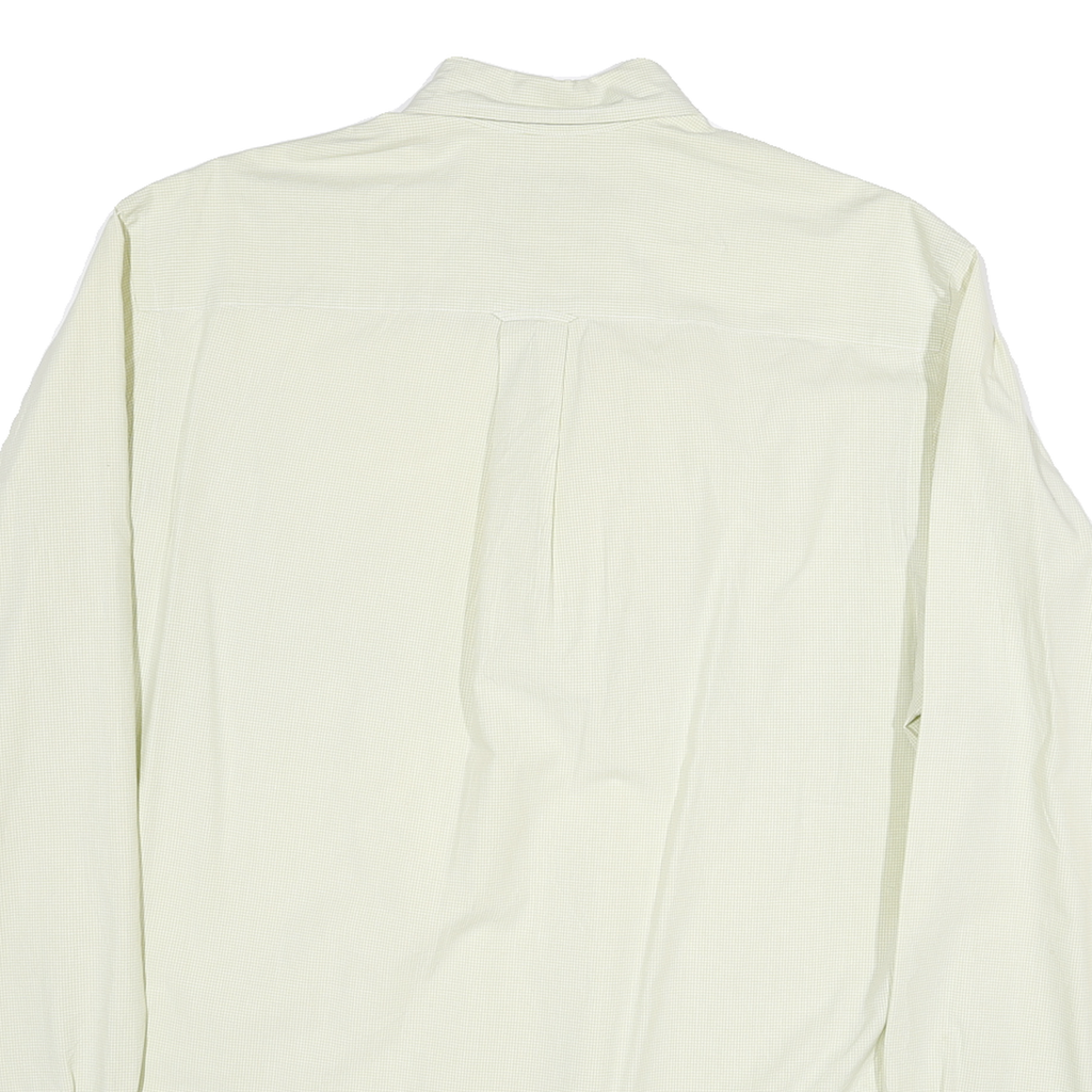 NAUTICA Mens Cream & Green Check Cotton Blend Shirt S Button-Down Collar Long