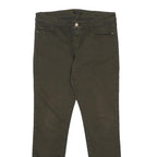 MASSIMO DUTTI Womens Cotton Blend Olive Slim Skinny Trousers W30 L29 Stylish Zip