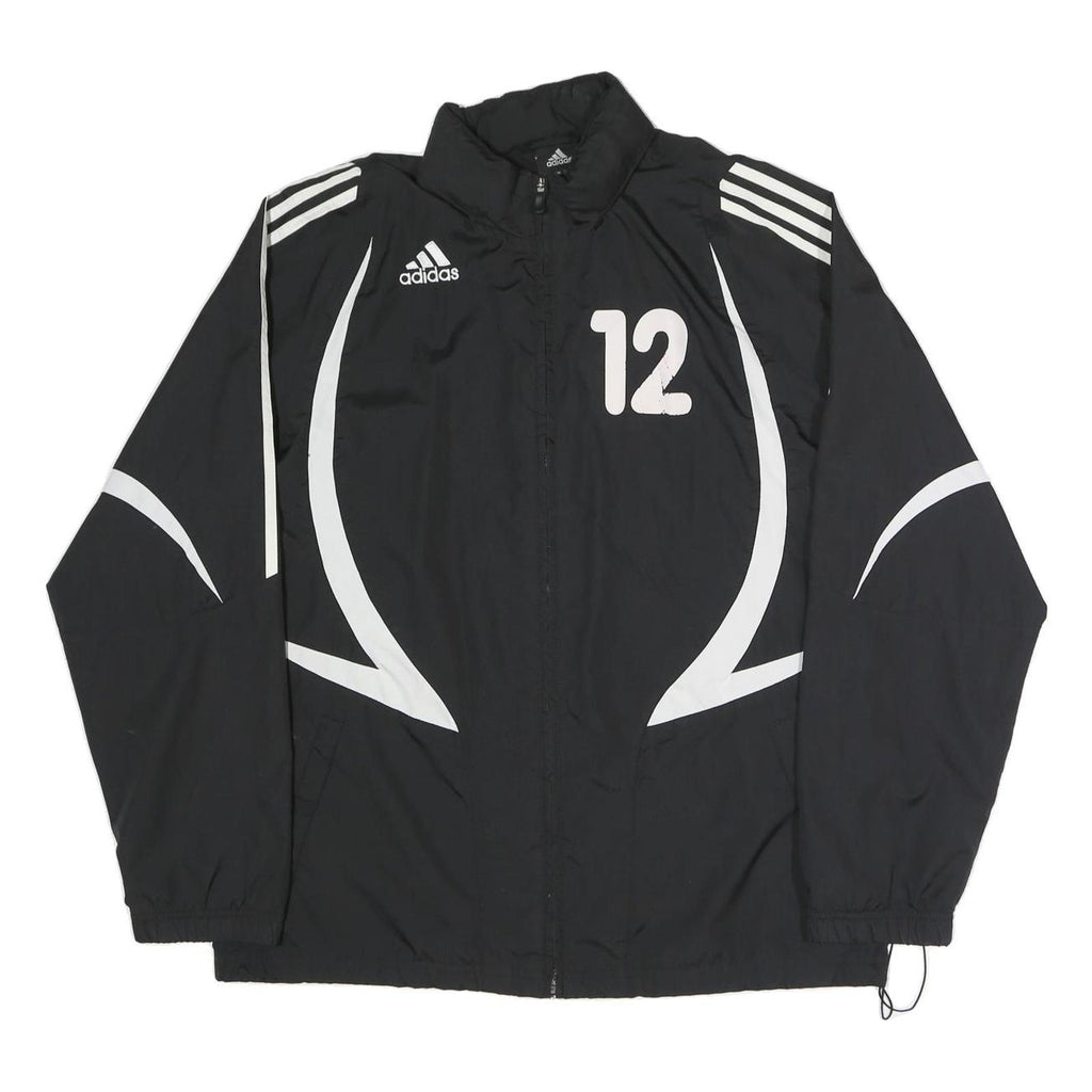 ADIDAS Mens Black & White Zip Jacket M Polyester Blend Sports Casual
