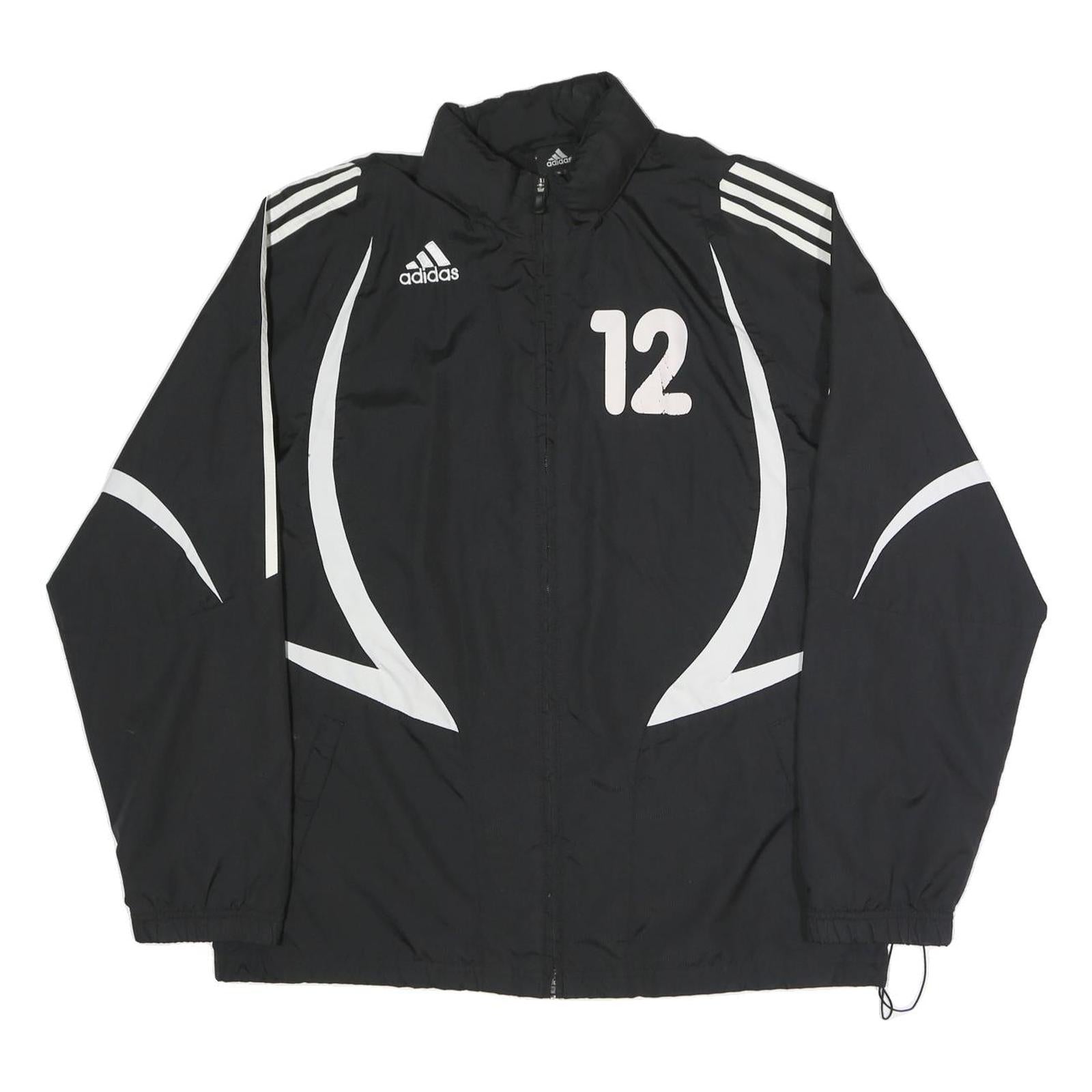 ADIDAS Mens Black & White Zip Jacket M Polyester Blend Sports Casual