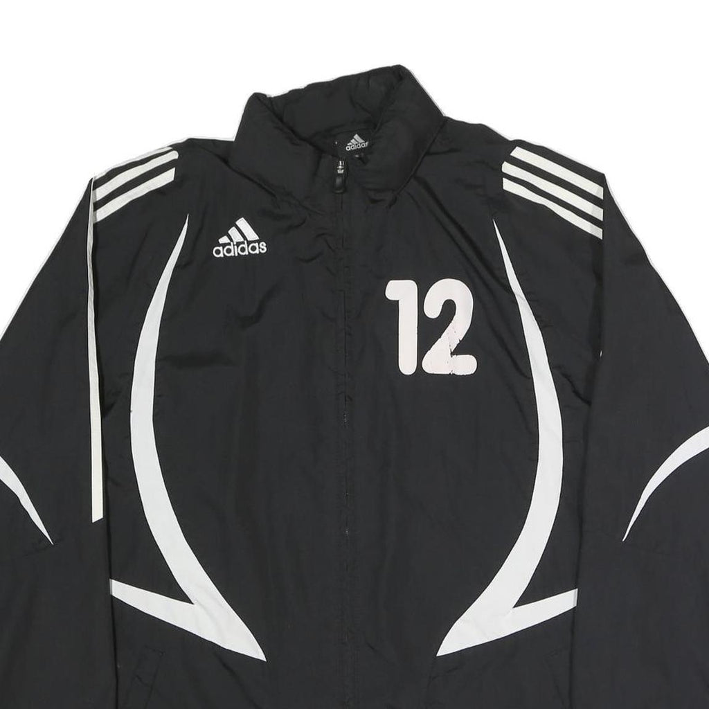 ADIDAS Mens Black & White Zip Jacket M Polyester Blend Sports Casual