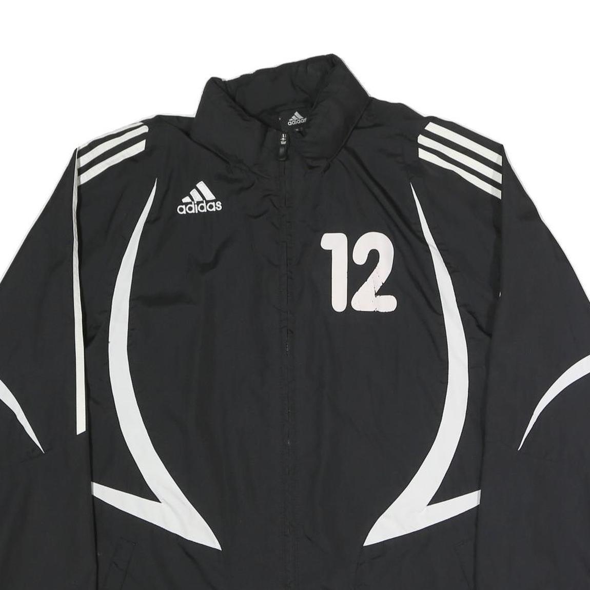 ADIDAS Mens Black & White Zip Jacket M Polyester Blend Sports Casual