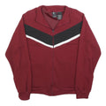 STARTER Mens Maroon & Black Zip Jacket S Cotton Blend Plain Casual Retro 90s