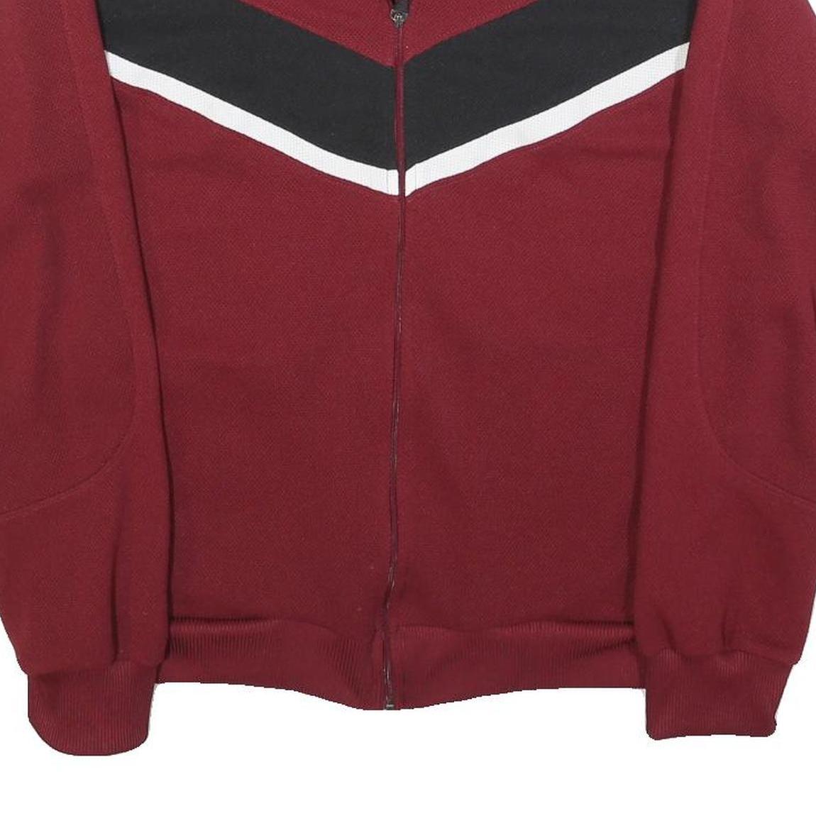 STARTER Mens Maroon & Black Zip Jacket S Cotton Blend Plain Casual Retro 90s