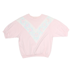 Womens Pink & White Graphic T-Shirt Floral Print M Short Sleeve Crew Neck