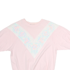 Womens Pink & White Graphic T-Shirt Floral Print M Short Sleeve Crew Neck