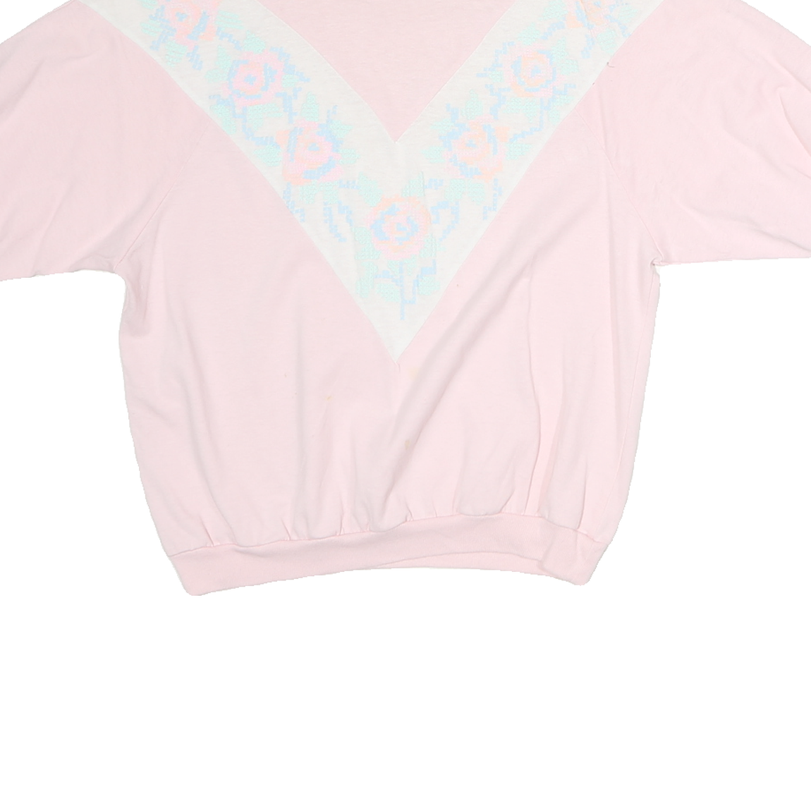 Womens Pink & White Graphic T-Shirt Floral Print M Short Sleeve Crew Neck