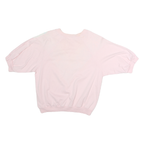 Womens Pink & White Graphic T-Shirt Floral Print M Short Sleeve Crew Neck