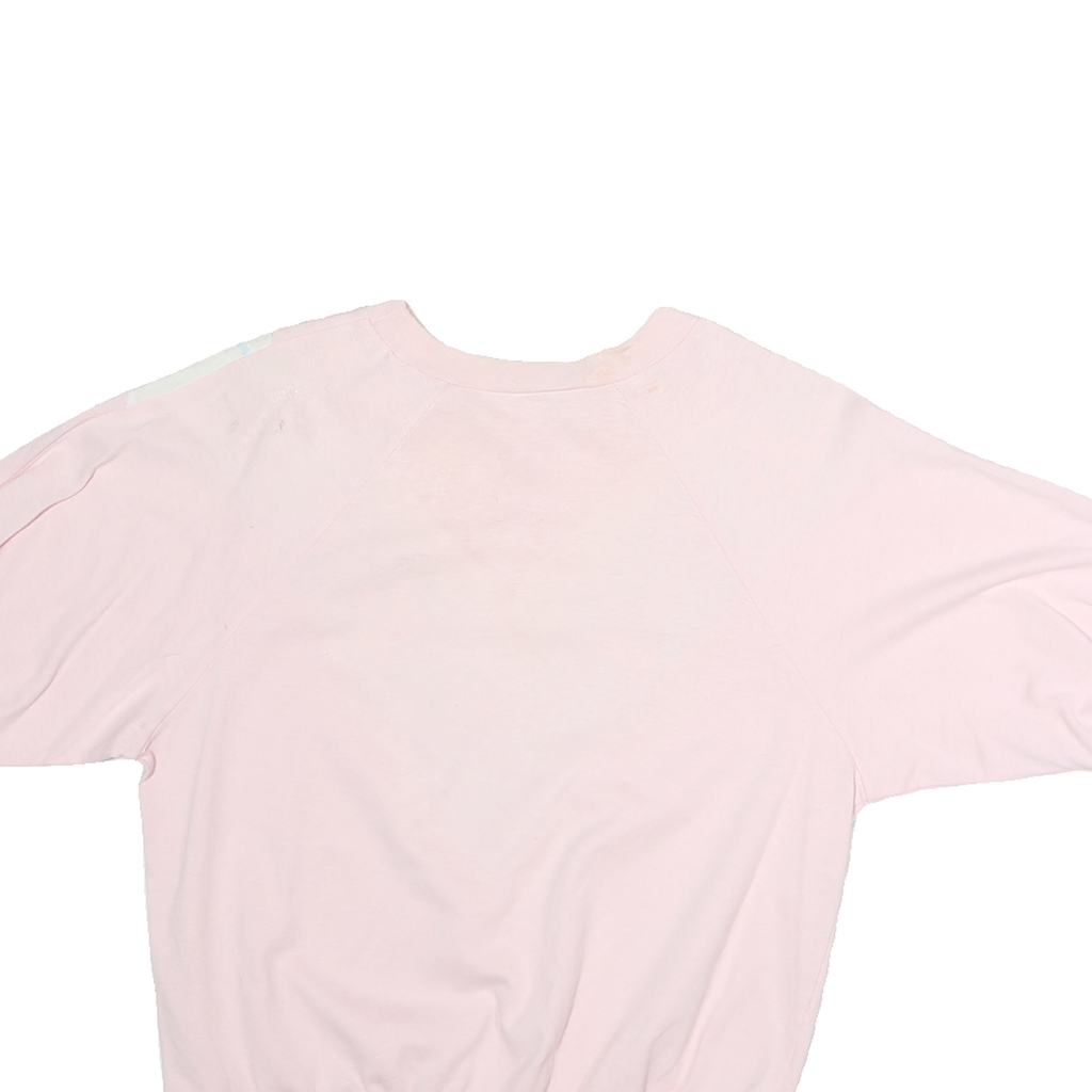 Womens Pink & White Graphic T-Shirt Floral Print M Short Sleeve Crew Neck