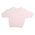 Womens Pink & White Graphic T-Shirt Floral Print M Short Sleeve Crew Neck