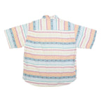 DEEPESH MODE Mens White & Pastel Patterned Cotton Blend Shirt L Summer Casual