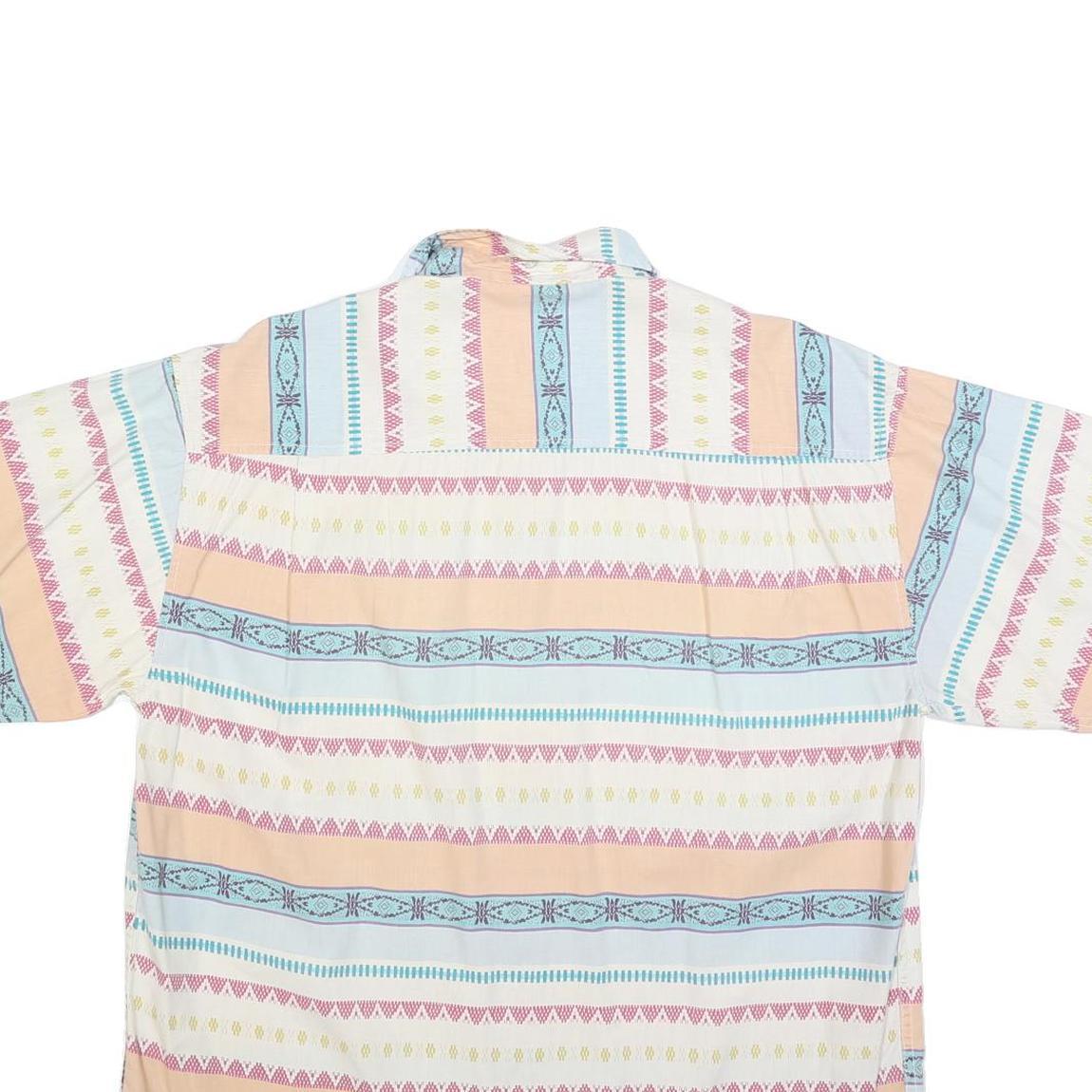 DEEPESH MODE Mens White & Pastel Patterned Cotton Blend Shirt L Summer Casual
