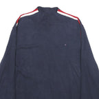 TOMMY HILFIGER Womens Navy Blue Cotton Blend Plain Roll Neck Jumper 2XL Stripe