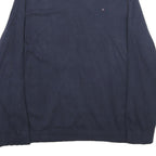 TOMMY HILFIGER Womens Navy Blue Cotton Blend Plain Roll Neck Jumper 2XL Stripe
