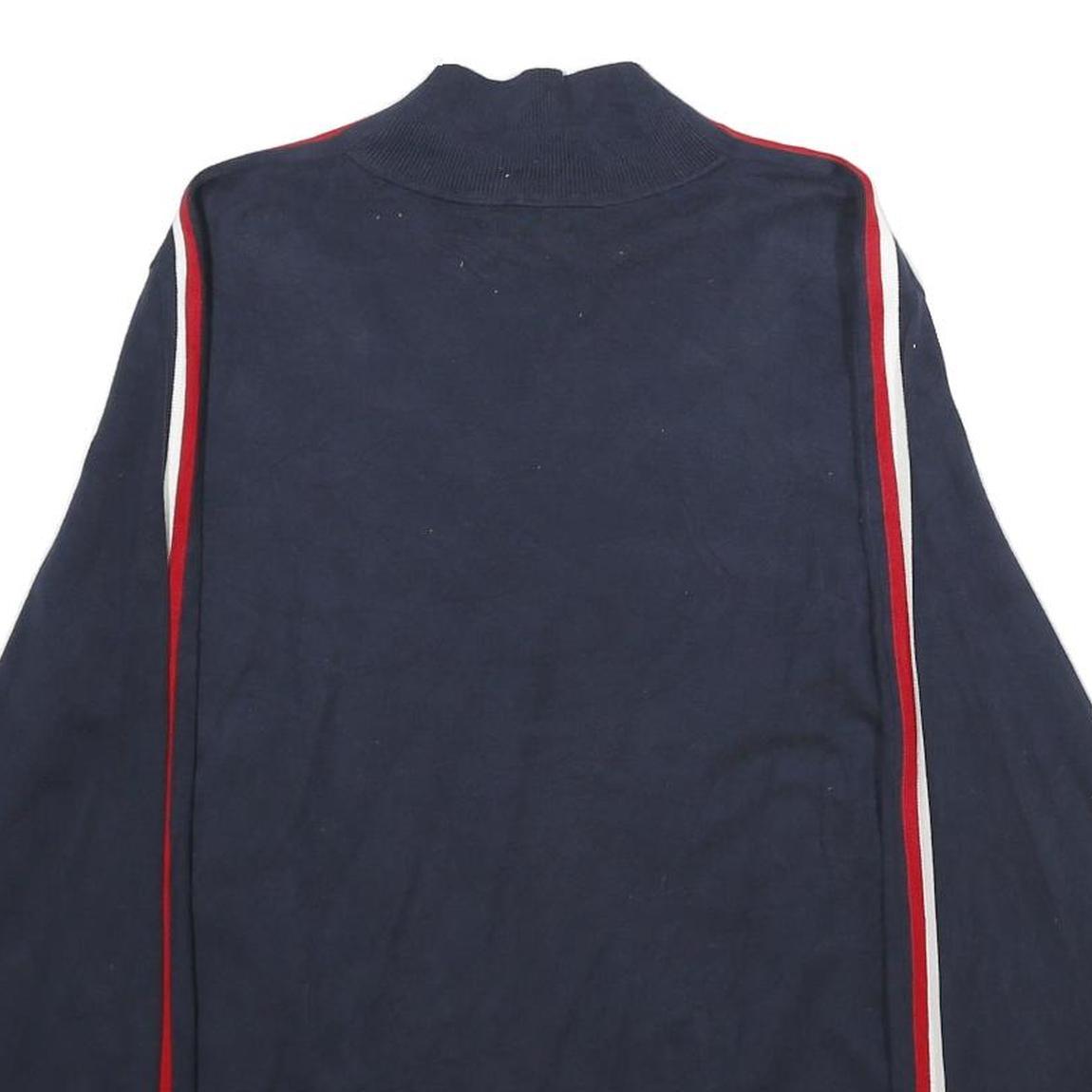 TOMMY HILFIGER Womens Navy Blue Cotton Blend Plain Roll Neck Jumper 2XL Stripe