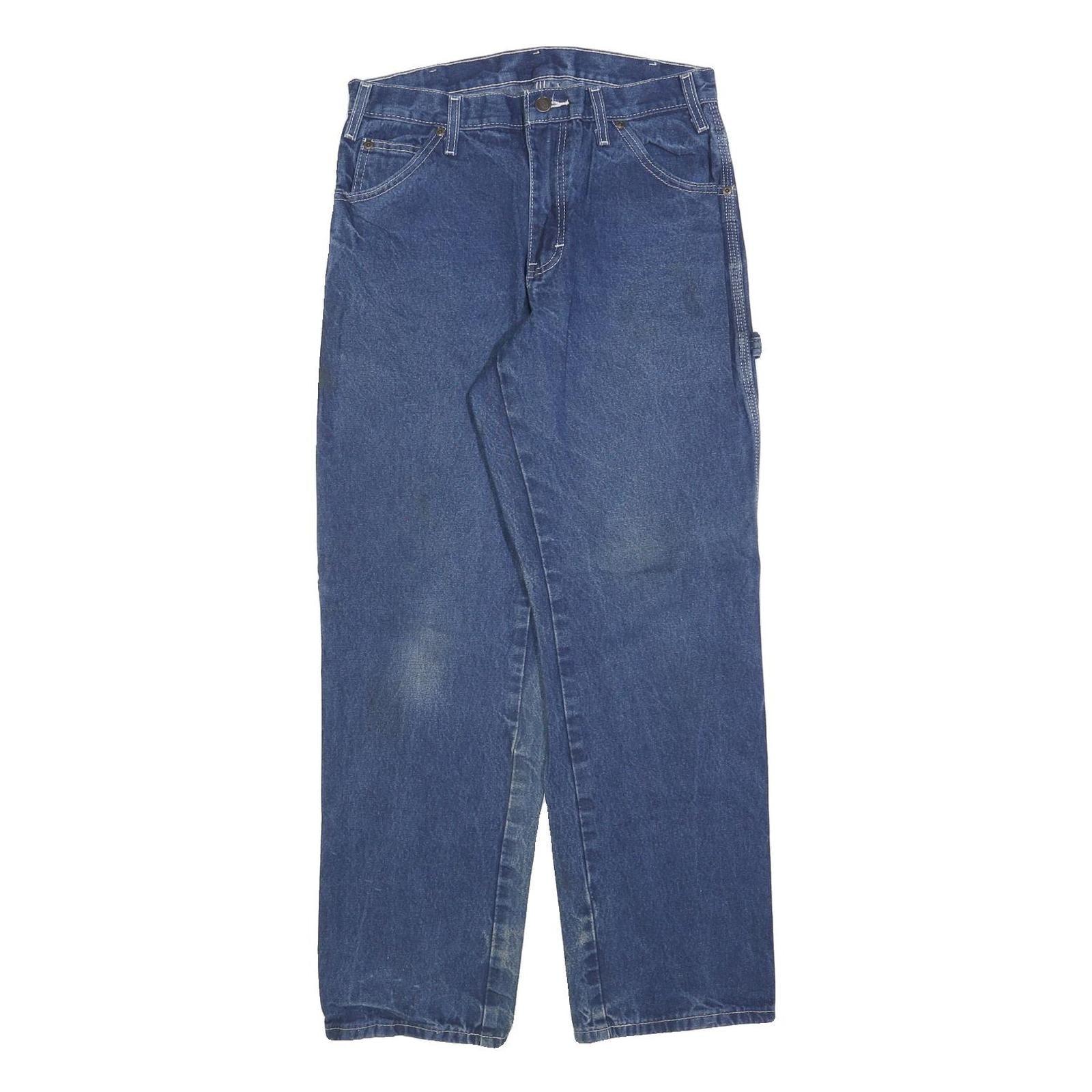 DICKIES Mens Relaxed Blue Denim Jeans W31 L30 Zip Pockets Casual Workwear