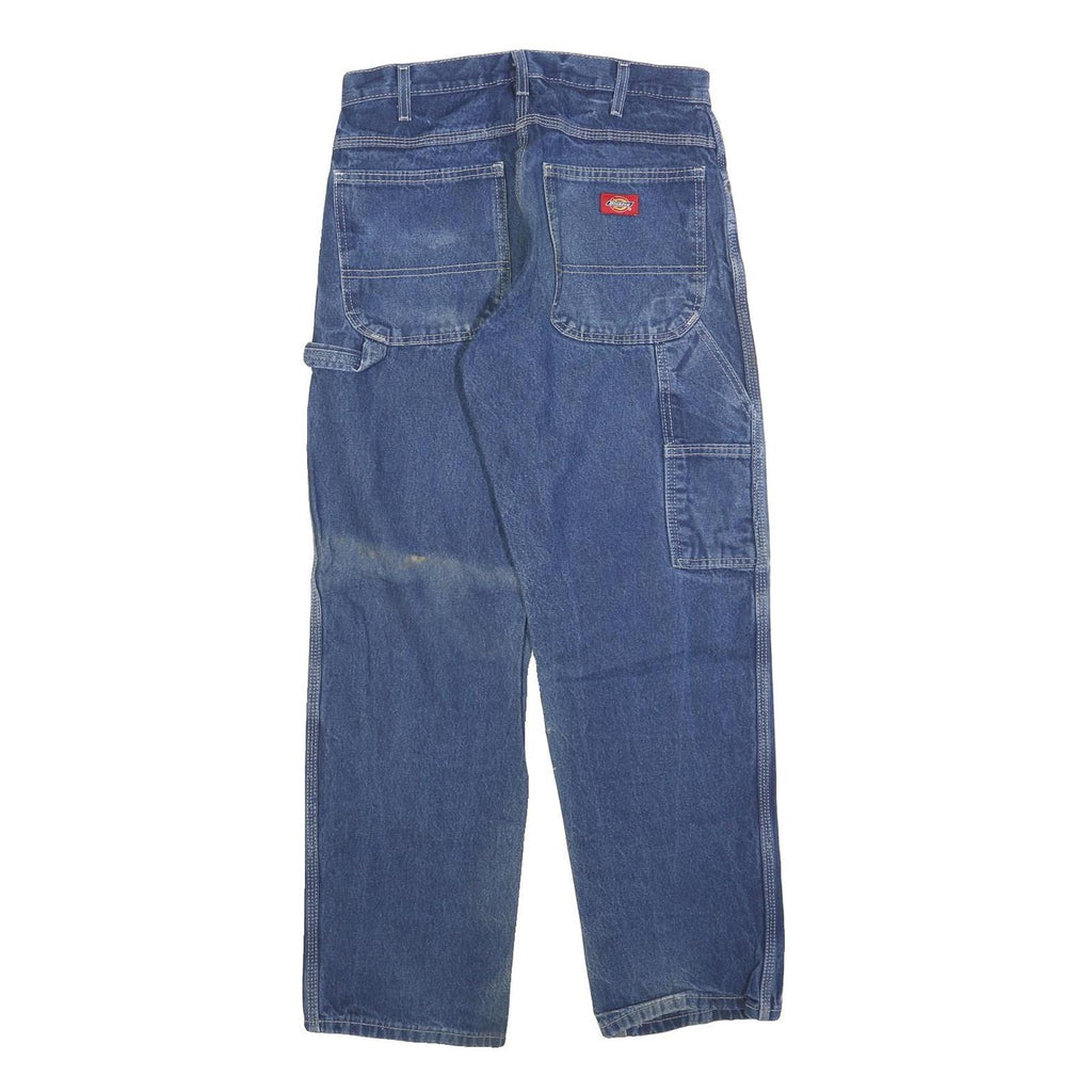 DICKIES Mens Relaxed Blue Denim Jeans W31 L30 Zip Pockets Casual Workwear