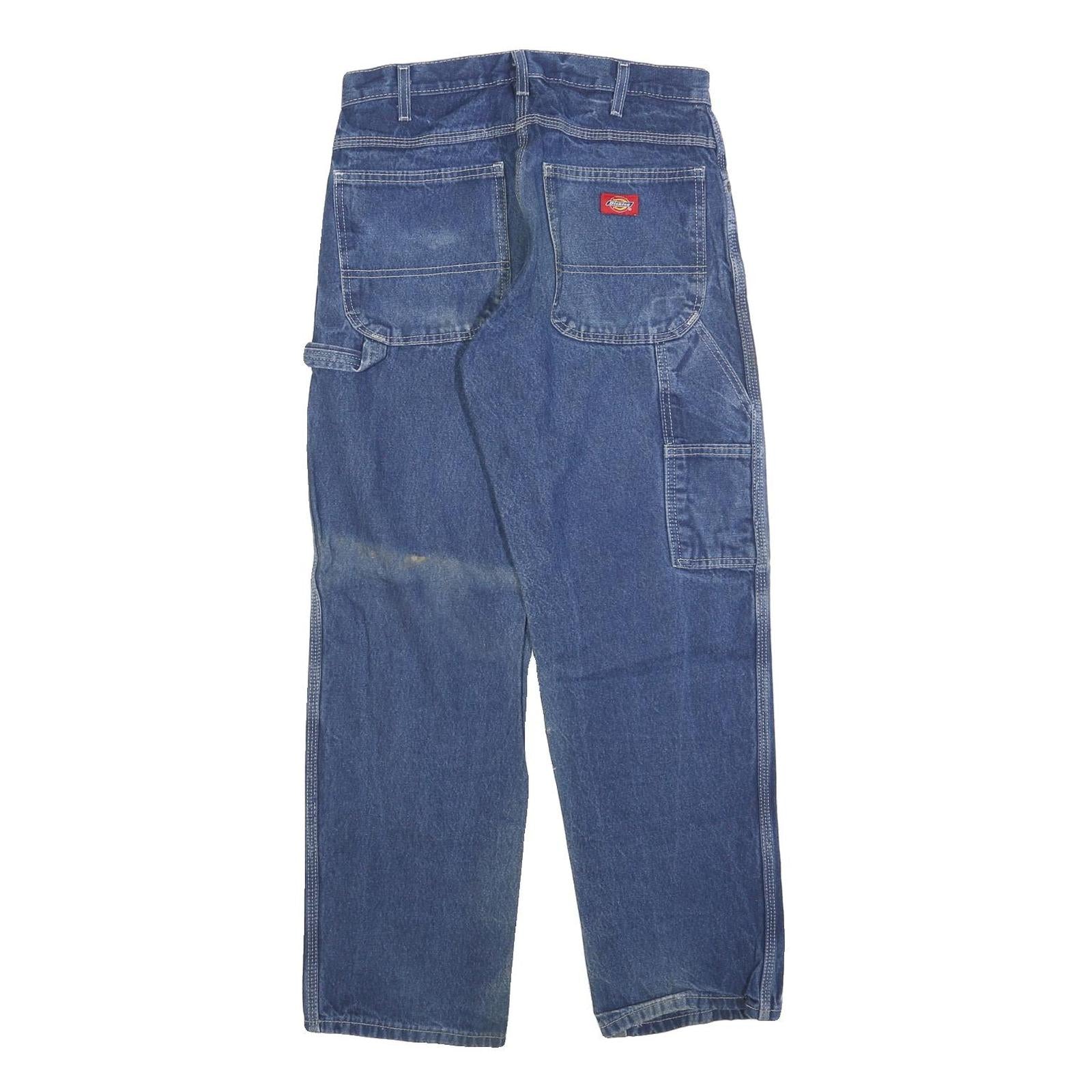 DICKIES Mens Relaxed Blue Denim Jeans W31 L30 Zip Pockets Casual Workwear