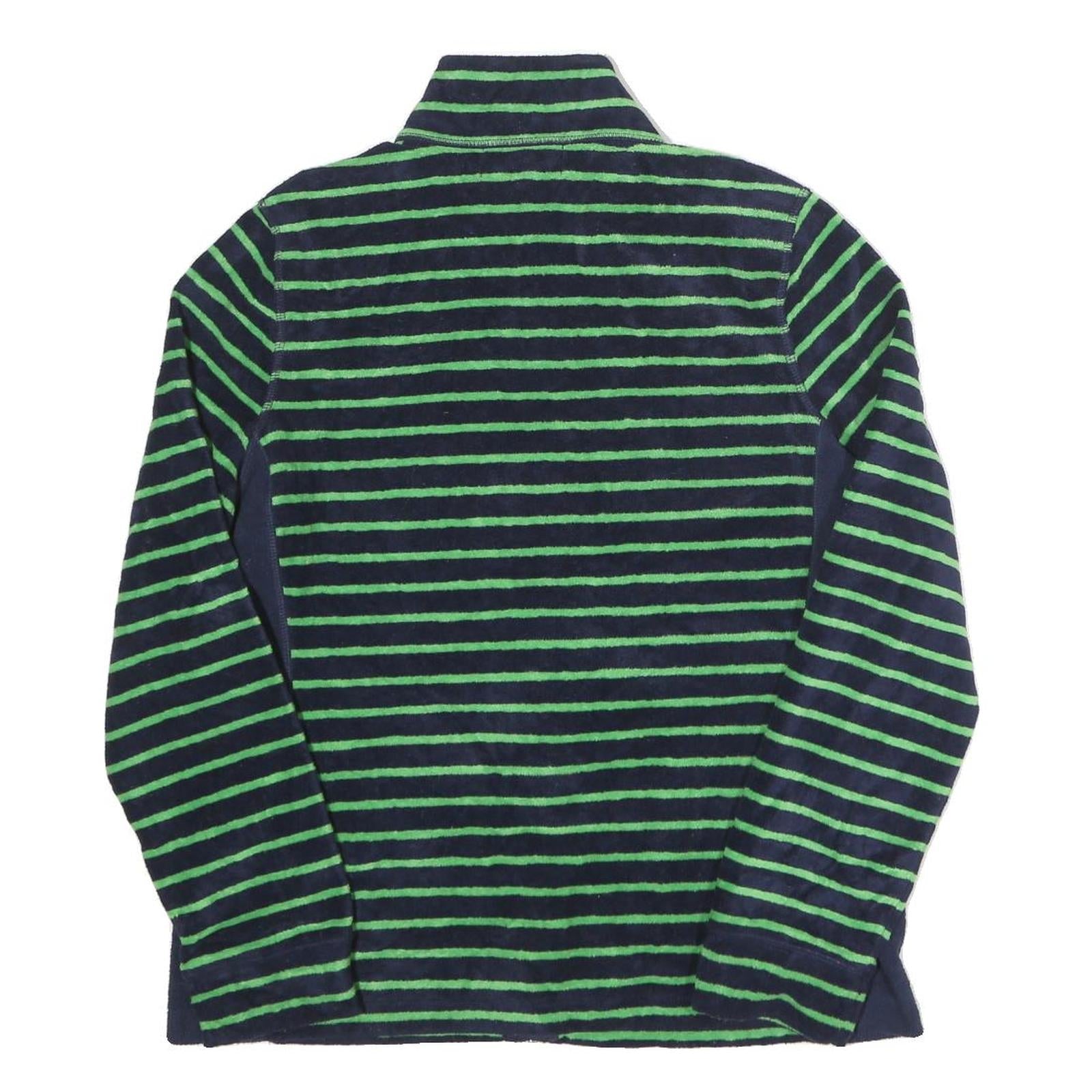 LAUREN RALPH LAUREN Womens Navy Blue & Green Striped Zip Jacket L Polyester