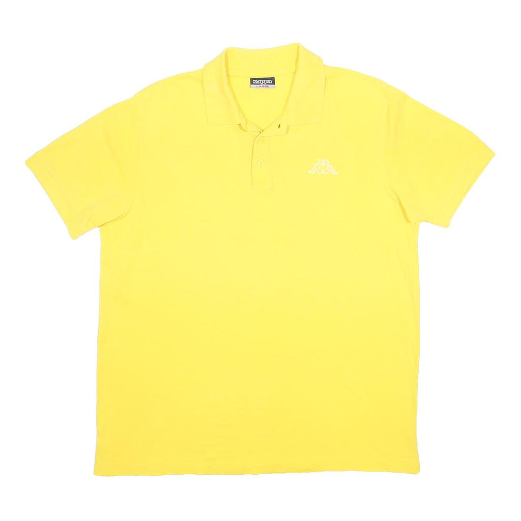 KAPPA Mens Yellow Polo Shirt Cotton Blend Short Sleeve Plain L Classic Fit