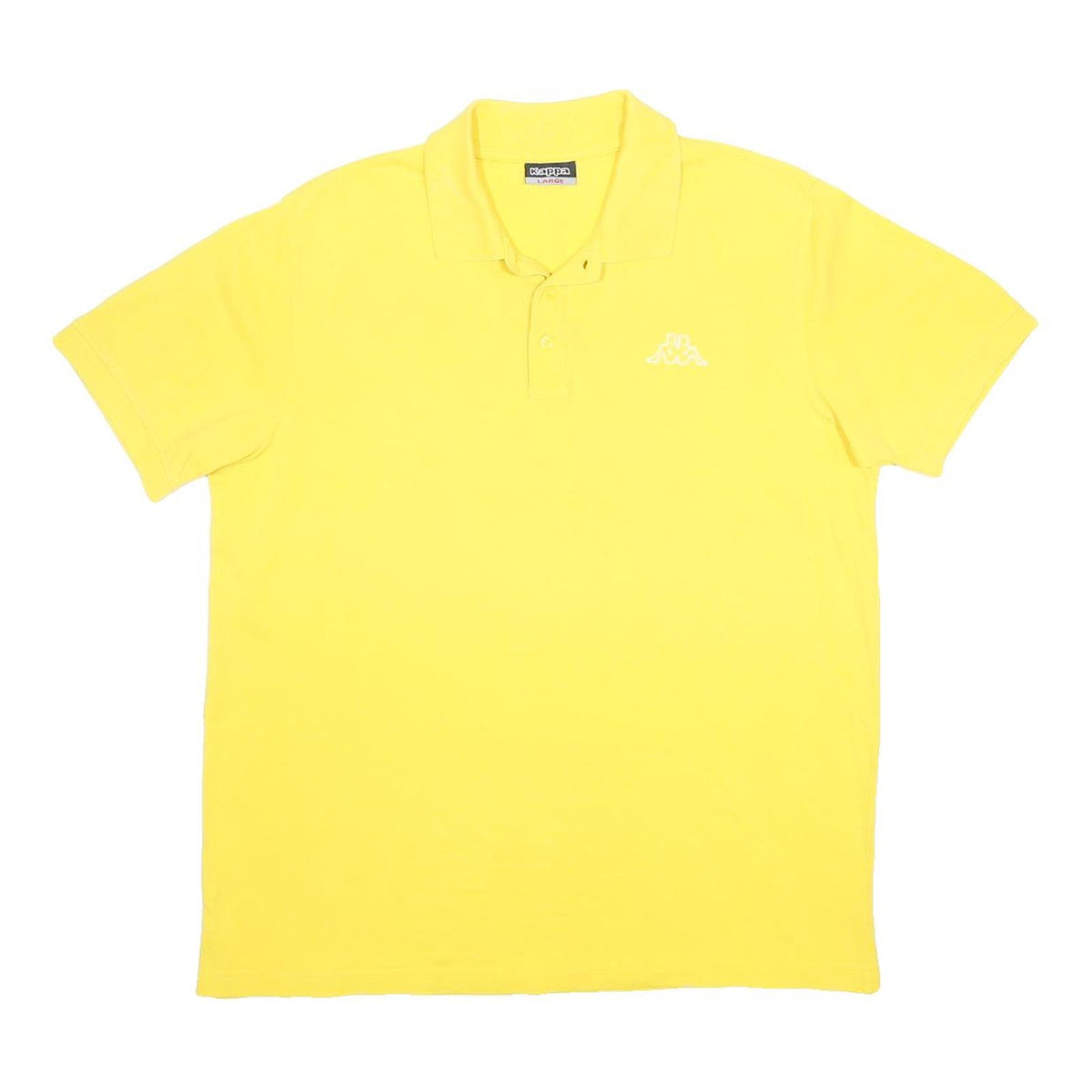 KAPPA Mens Yellow Polo Shirt Cotton Blend Short Sleeve Plain L Classic Fit