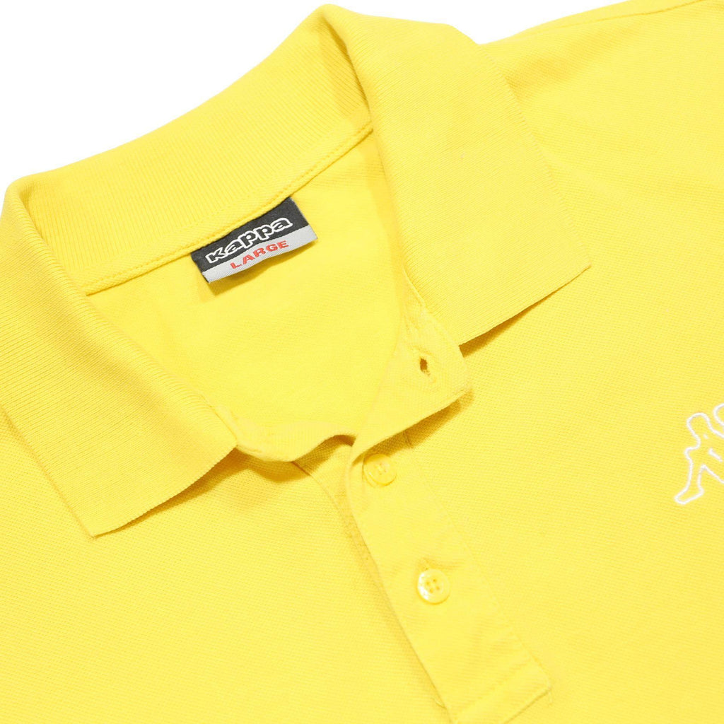 KAPPA Mens Yellow Polo Shirt Cotton Blend Short Sleeve Plain L Classic Fit