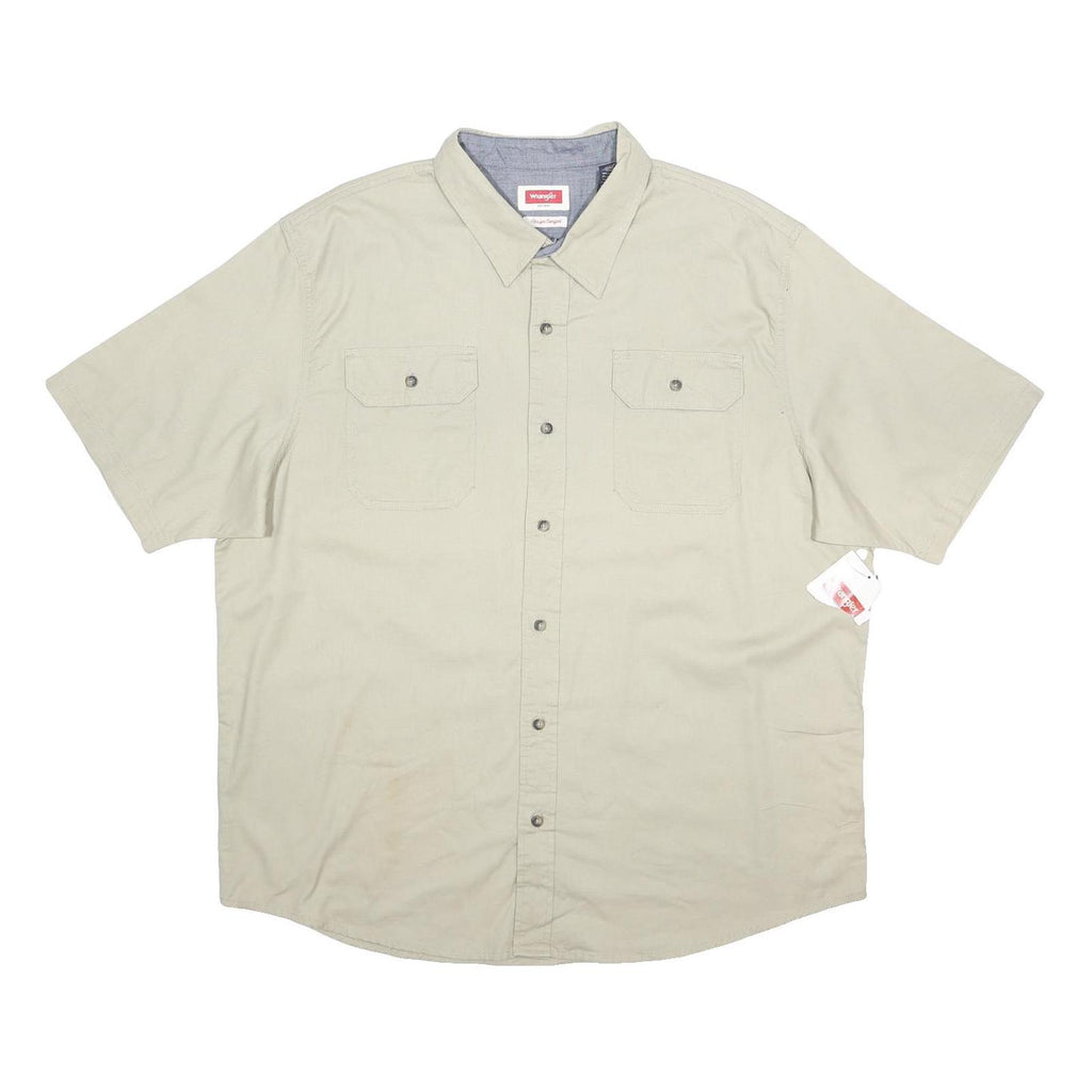 WRANGLER Mens Beige Cotton Blend Shirt XL Button Pocket Casual Summer