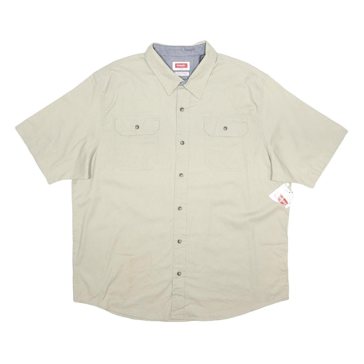 WRANGLER Mens Beige Cotton Blend Shirt XL Button Pocket Casual Summer