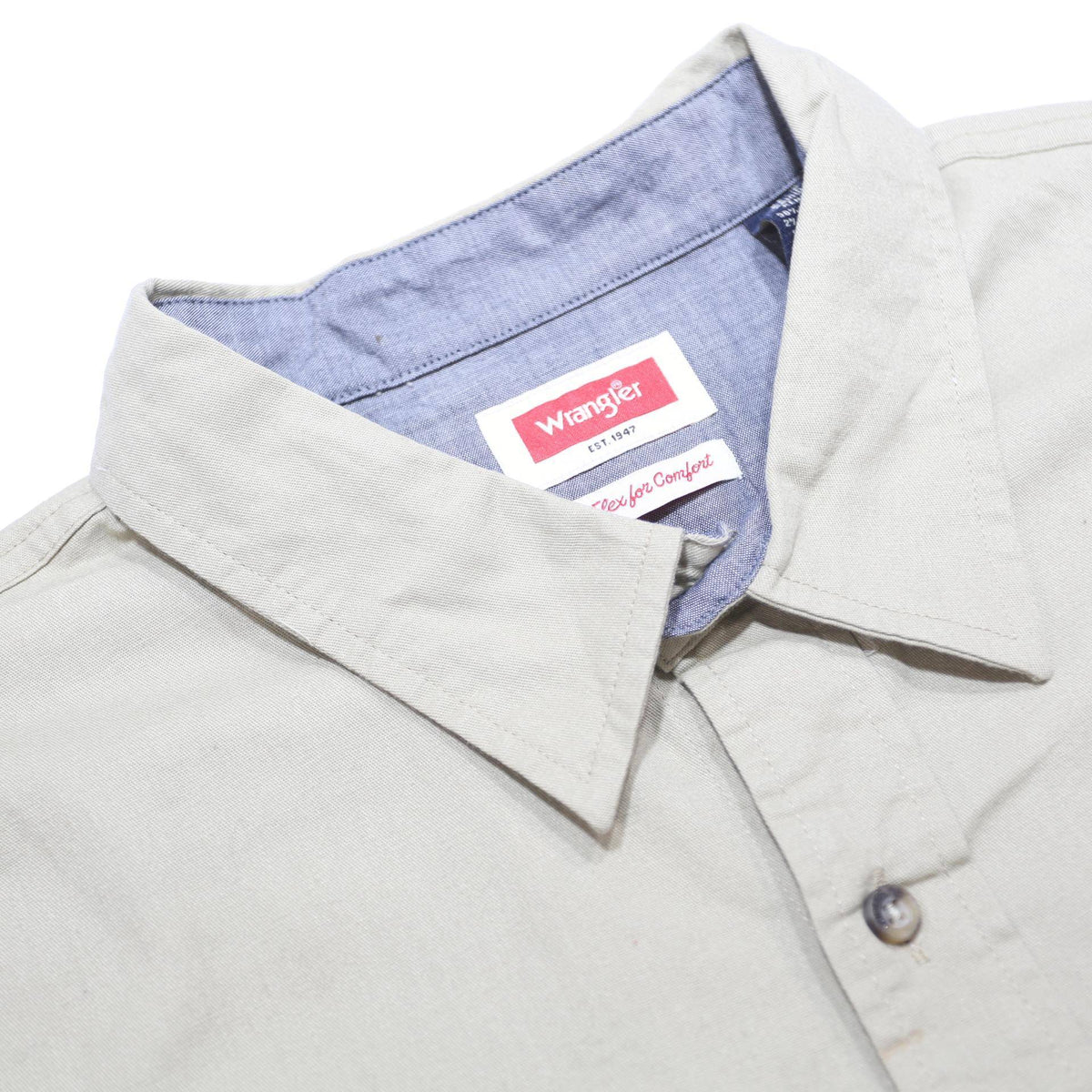 WRANGLER Mens Beige Cotton Blend Shirt XL Button Pocket Casual Summer