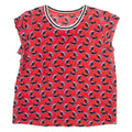 Sheer Womens Printed Blouse Red Sleeveless Viscose Crazy Pattern S