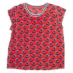 Sheer Womens Printed Blouse Red Sleeveless Viscose Crazy Pattern S