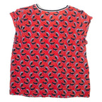 Sheer Womens Printed Blouse Red Sleeveless Viscose Crazy Pattern S
