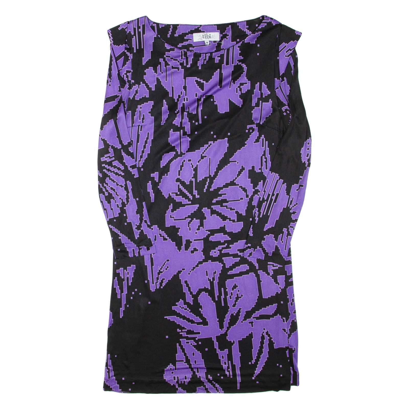 TIBI Womens Day Dress Purple Viscose Floral Long Sleeve Knee Length M