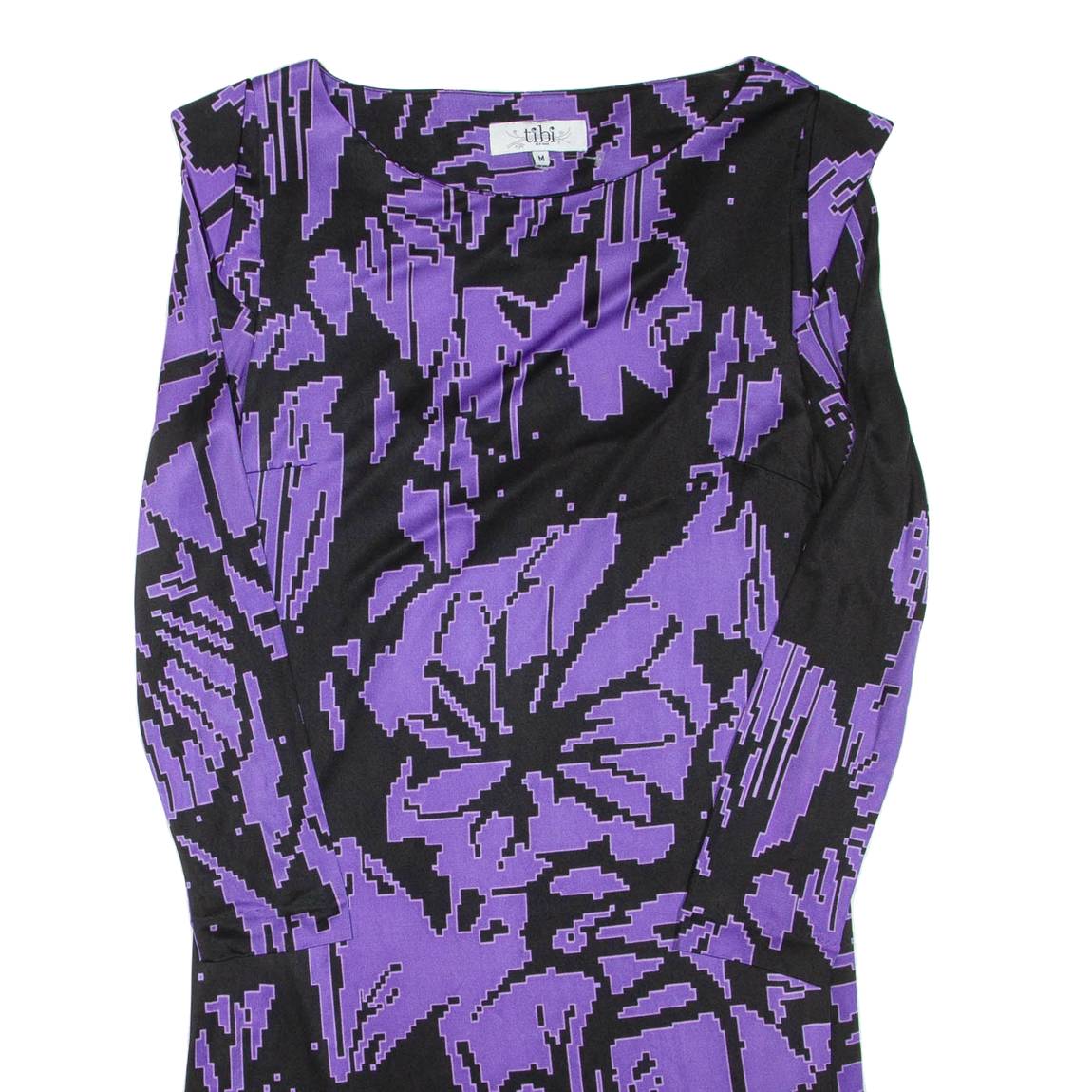 TIBI Womens Day Dress Purple Viscose Floral Long Sleeve Knee Length M
