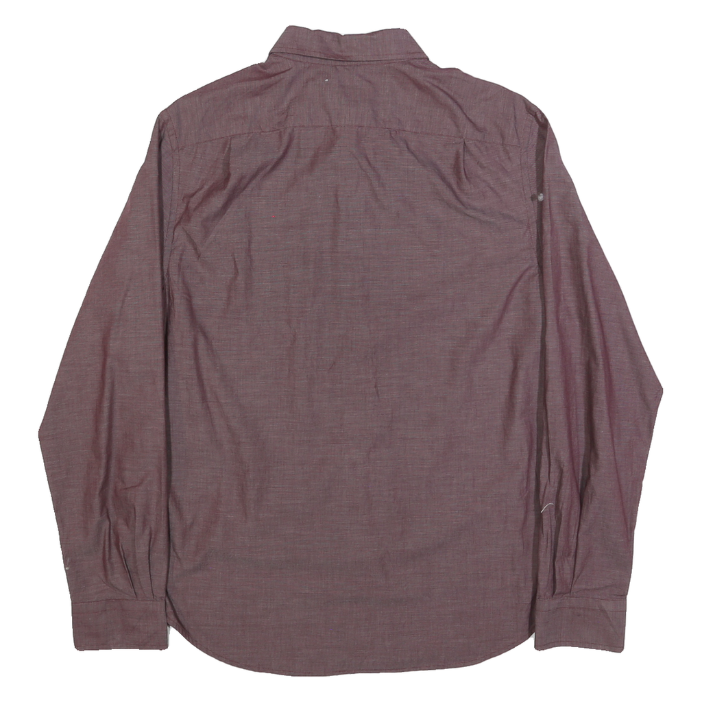 NAUTICA Mens Maroon Plain Shirt M Cotton Long Sleeve Button Down Relaxed Fit