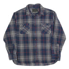 JACHS Mens Blue & Grey Check Shirt XL Casual Cotton Blend Buttoned Chest Pockets