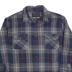 JACHS Mens Blue & Grey Check Shirt XL Casual Cotton Blend Buttoned Chest Pockets
