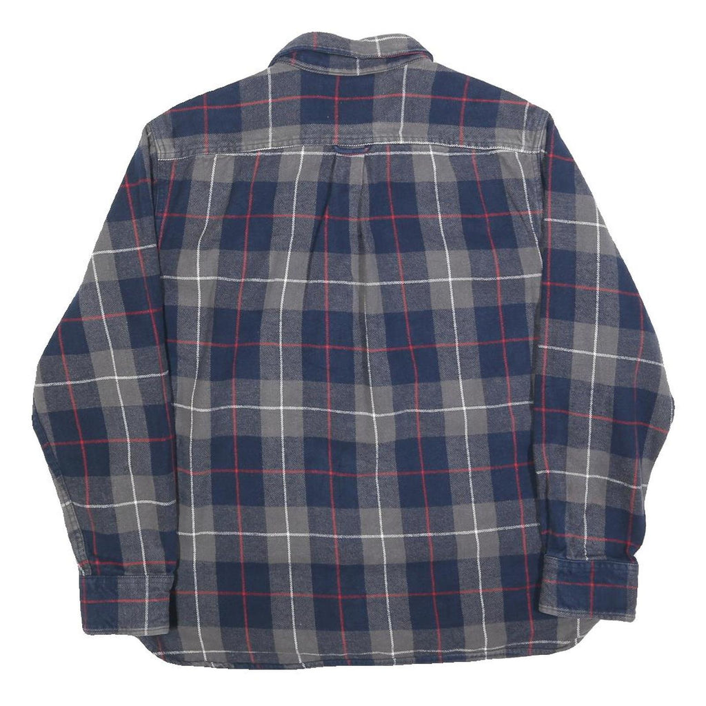 JACHS Mens Blue & Grey Check Shirt XL Casual Cotton Blend Buttoned Chest Pockets