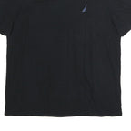 NAUTICA Mens Black Crew Neck Cotton T-Shirt L Small Logo Classic Fit