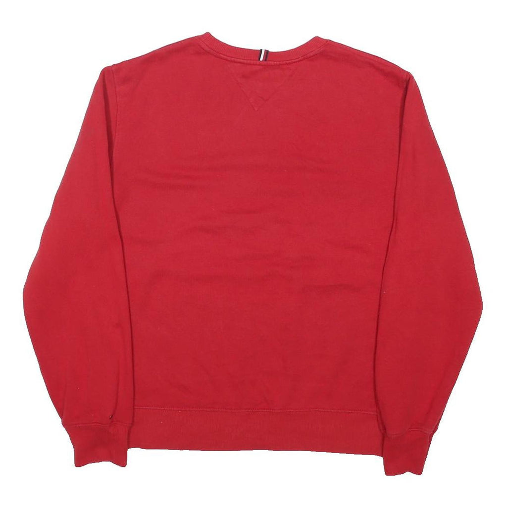 TOMMY HILFIGER Womens Red Sweatshirt Crew Neck M Logo Embroidered Cotton Blend