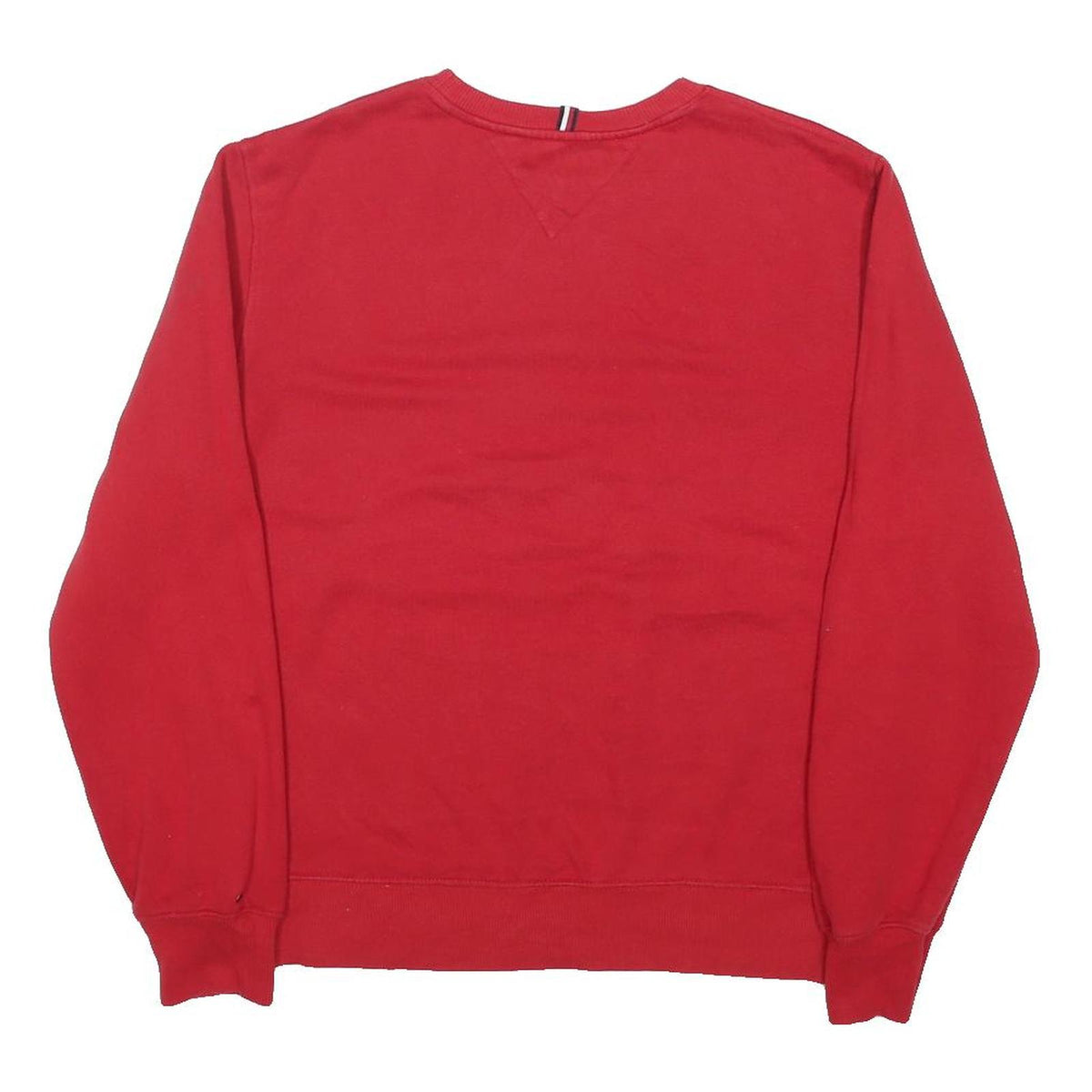 TOMMY HILFIGER Womens Red Sweatshirt Crew Neck M Logo Embroidered Cotton Blend