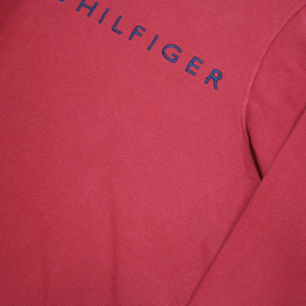 TOMMY HILFIGER Womens Red Sweatshirt Crew Neck M Logo Embroidered Cotton Blend